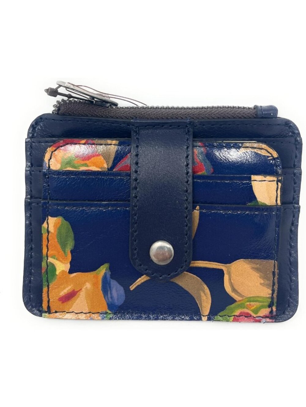 Stylish Leather ID Card Case Wallet - Floral Design, Compact & Functional